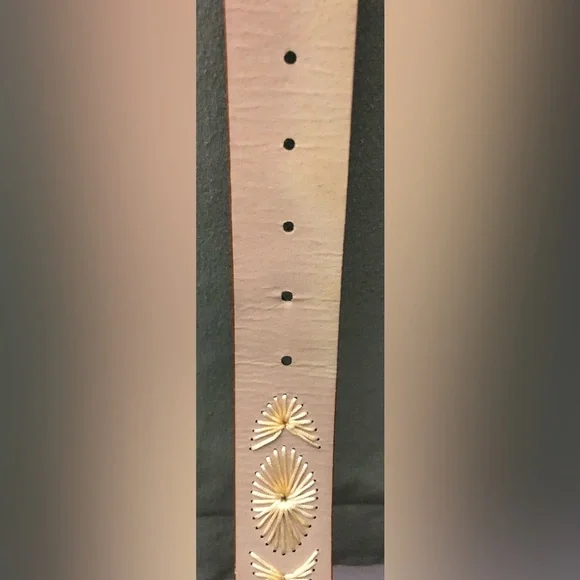 Brown Leather Western/BOHO Belt with Gold Buckle SZ L - Picture 7 of 7